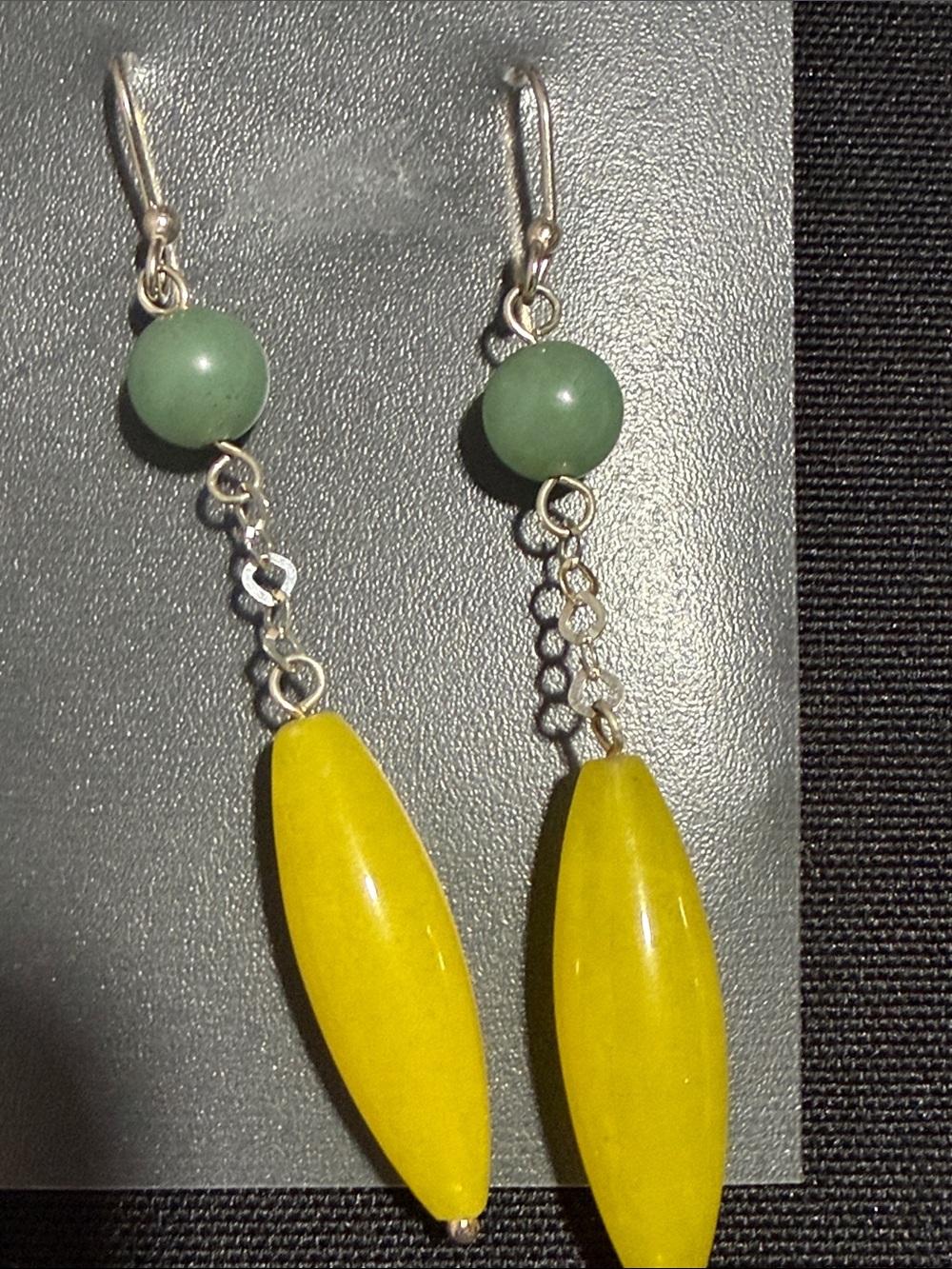 Mexican Silver 925 Green and Yellow Drop Earrings - Women Jewelry